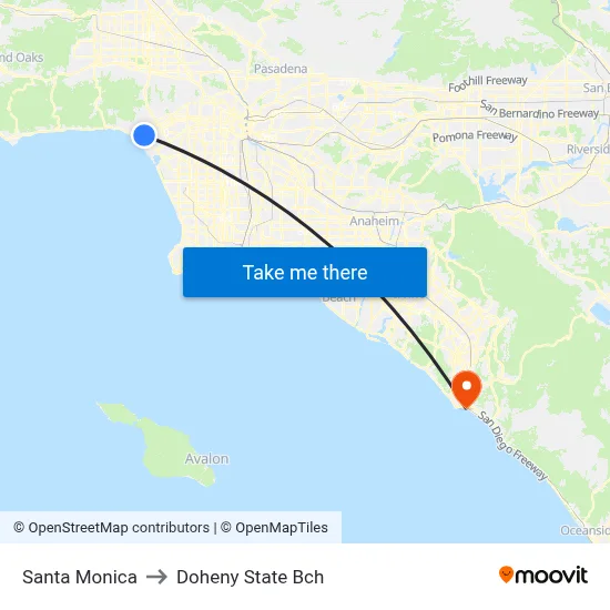 Santa Monica to Doheny State Bch map