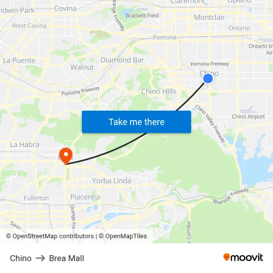 Chino to Brea Mall map