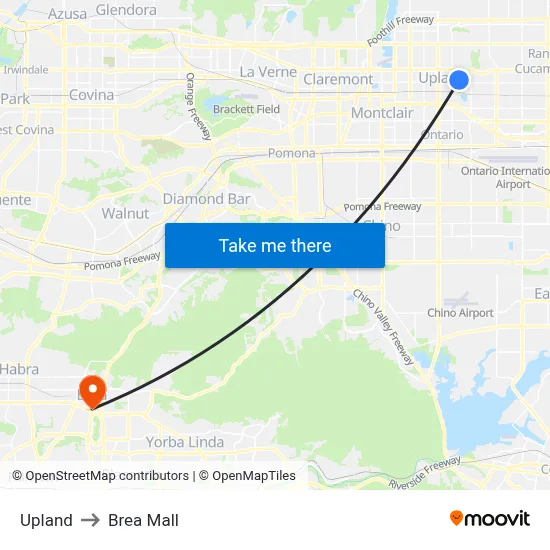 Upland to Brea Mall map