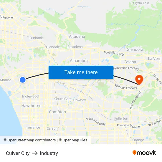Culver City to Industry map