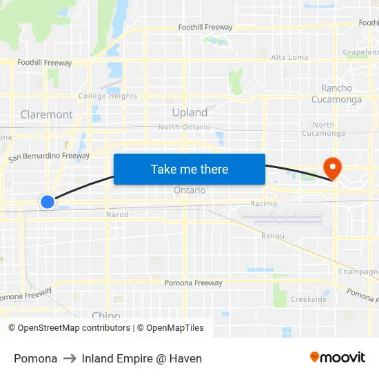 Pomona to Inland Empire @ Haven map