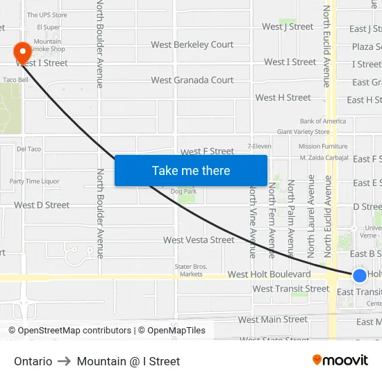Ontario to Mountain @ I Street map