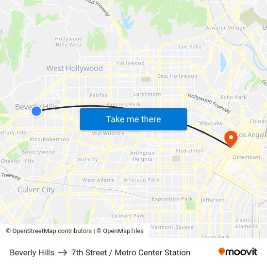 Beverly Hills to 7th Street / Metro Center Station map