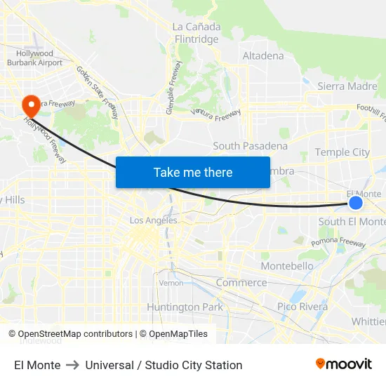 El Monte to Universal / Studio City Station map