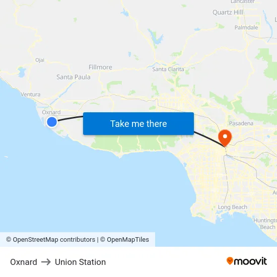 Oxnard to Union Station map