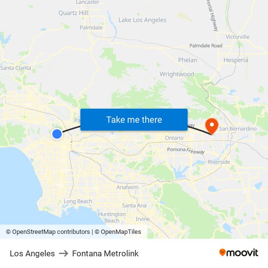 Los Angeles to Fontana Metrolink map