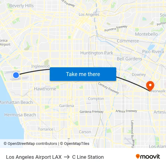 Los Angeles Airport LAX to C Line Station map