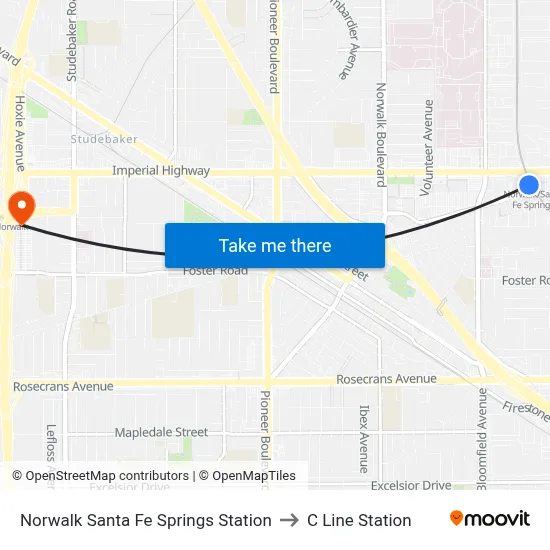 Norwalk Santa Fe Springs Station to C Line Station map