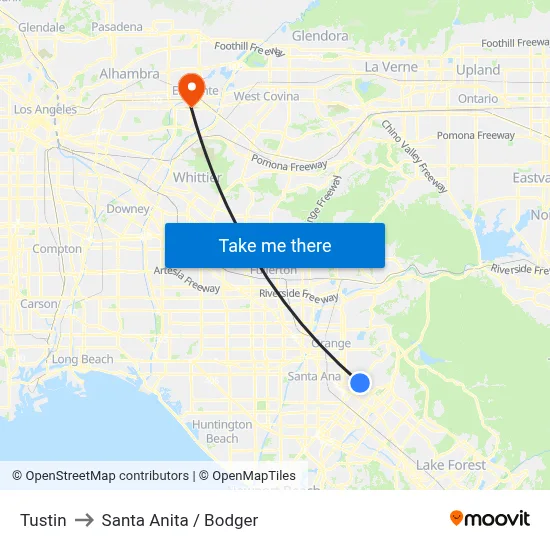 Tustin to Santa Anita / Bodger map