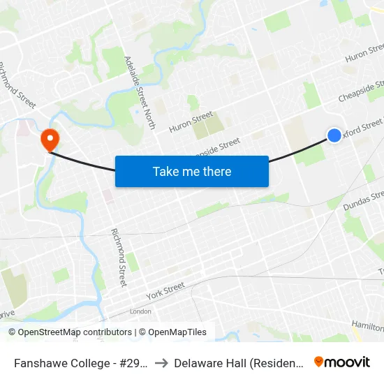 Fanshawe College - #2914 to Delaware Hall (Residence) map