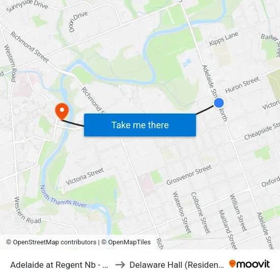 Adelaide at Regent Nb - #74 to Delaware Hall (Residence) map