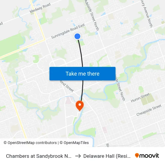 Chambers at Sandybrook Nb - #341 to Delaware Hall (Residence) map