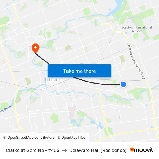Clarke at Gore Nb - #406 to Delaware Hall (Residence) map