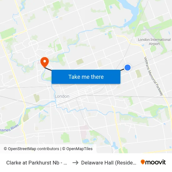 Clarke at Parkhurst Nb - #410 to Delaware Hall (Residence) map