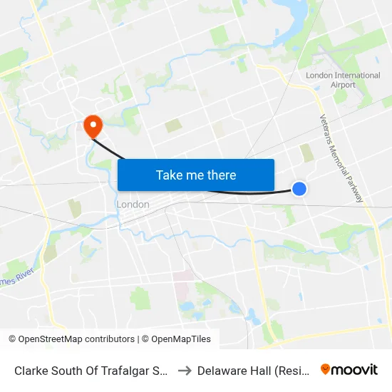 Clarke South Of Trafalgar Sb - #419 to Delaware Hall (Residence) map