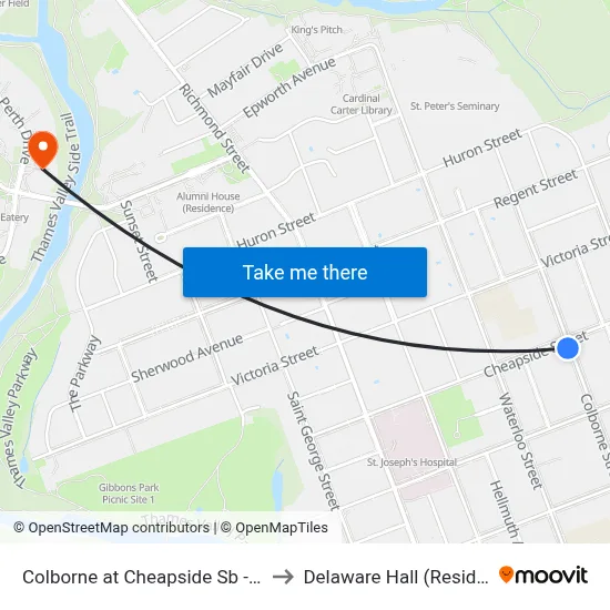 Colborne at Cheapside Sb - #2796 to Delaware Hall (Residence) map