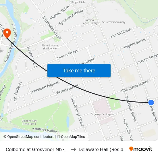 Colborne at Grosvenor Nb - #2798 to Delaware Hall (Residence) map