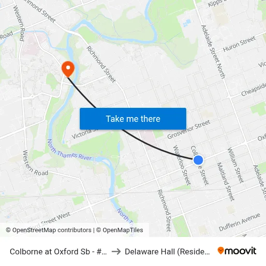 Colborne at Oxford Sb - #438 to Delaware Hall (Residence) map