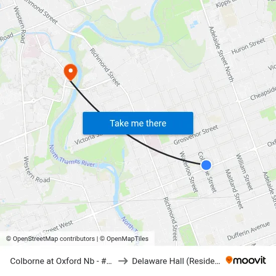 Colborne at Oxford Nb - #2799 to Delaware Hall (Residence) map