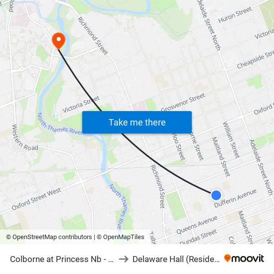 Colborne at Princess Nb - #443 to Delaware Hall (Residence) map