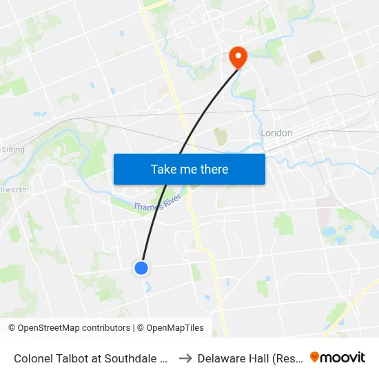Colonel Talbot at Southdale Nb - #2619 to Delaware Hall (Residence) map