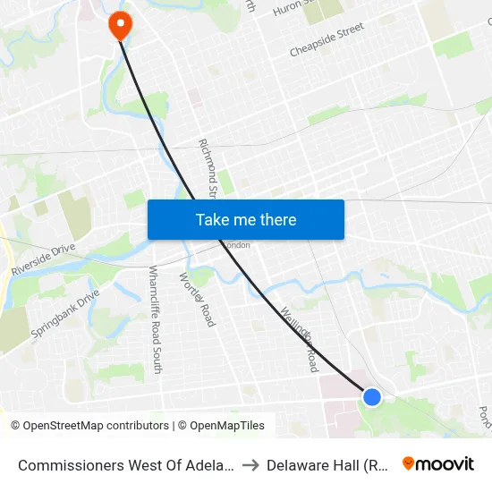 Commissioners West Of Adelaide Wb - #447 to Delaware Hall (Residence) map
