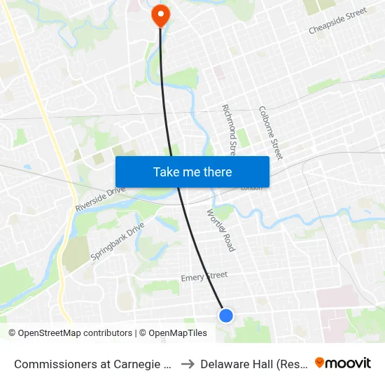 Commissioners at Carnegie Eb - #2802 to Delaware Hall (Residence) map