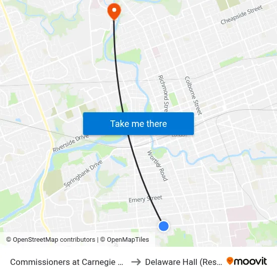 Commissioners at Carnegie Wb - #2803 to Delaware Hall (Residence) map
