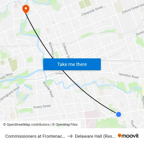 Commissioners at Frontenac Eb - #454 to Delaware Hall (Residence) map