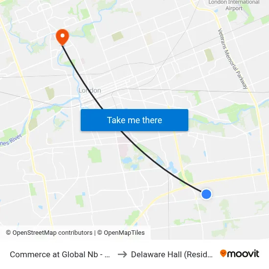 Commerce at Global Nb - #2612 to Delaware Hall (Residence) map