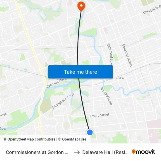 Commissioners at Gordon Wb - #457 to Delaware Hall (Residence) map
