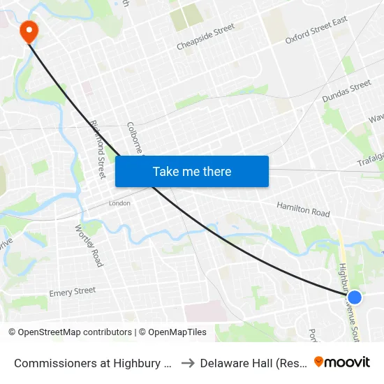 Commissioners at Highbury Eb - #2453 to Delaware Hall (Residence) map