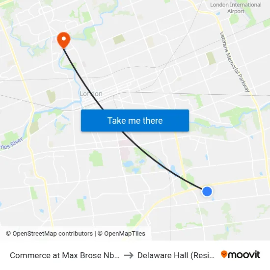 Commerce at Max Brose Nb - #2613 to Delaware Hall (Residence) map