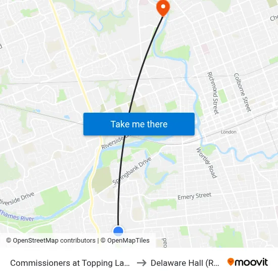 Commissioners at Topping Lane Wb - #2466 to Delaware Hall (Residence) map
