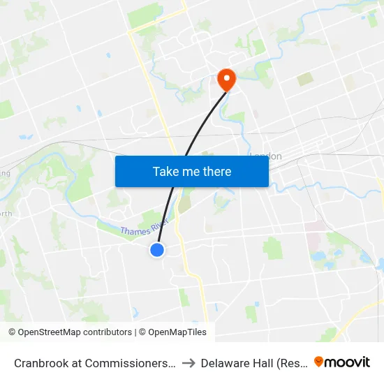 Cranbrook at Commissioners Nb - #487 to Delaware Hall (Residence) map