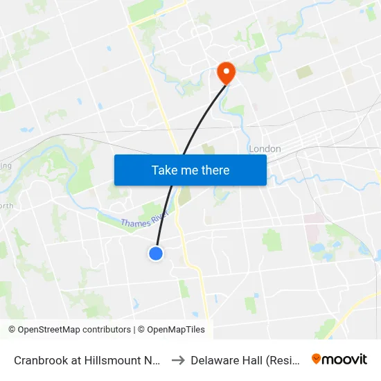 Cranbrook at Hillsmount Nb - #488 to Delaware Hall (Residence) map