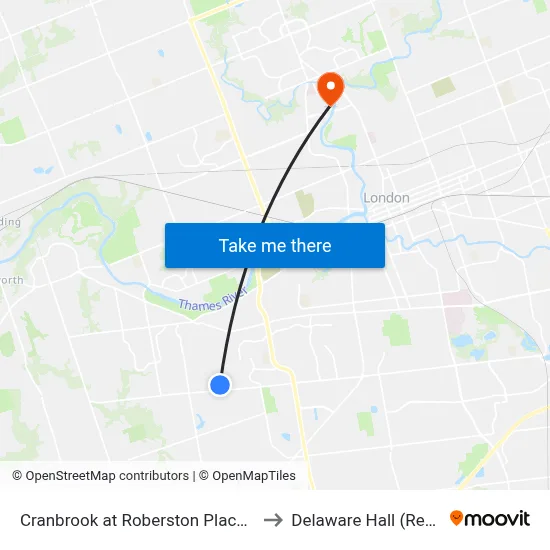 Cranbrook at Roberston Place Eb - #2623 to Delaware Hall (Residence) map