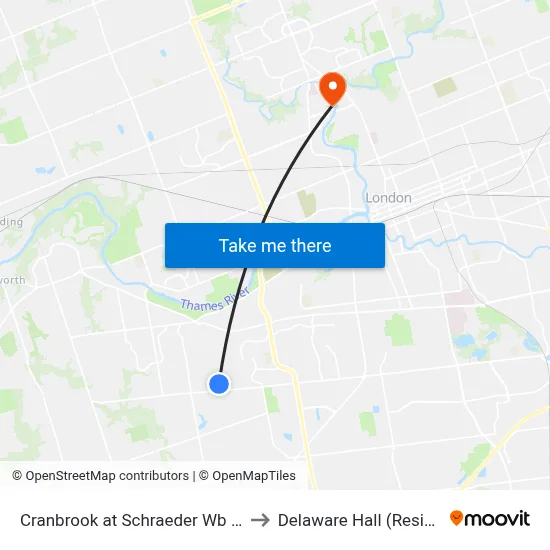 Cranbrook at Schraeder Wb - #2624 to Delaware Hall (Residence) map