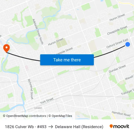 1826 Culver Wb - #493 to Delaware Hall (Residence) map