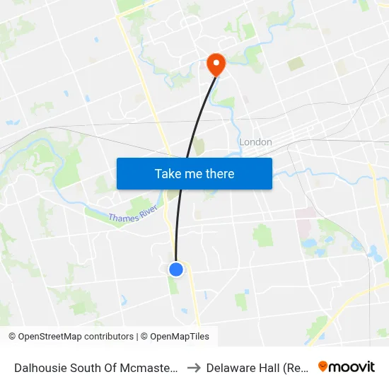 Dalhousie South Of Mcmaster Sb - #2761 to Delaware Hall (Residence) map