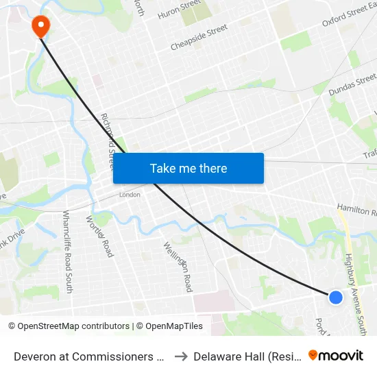 Deveron at Commissioners Nb - #513 to Delaware Hall (Residence) map