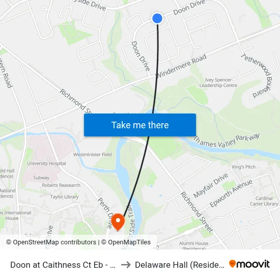 Doon at Caithness Ct Eb - #520 to Delaware Hall (Residence) map