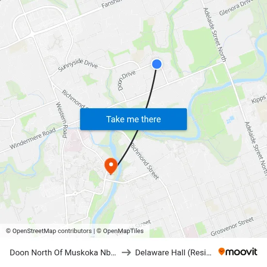 Doon North Of Muskoka Nb - #2549 to Delaware Hall (Residence) map
