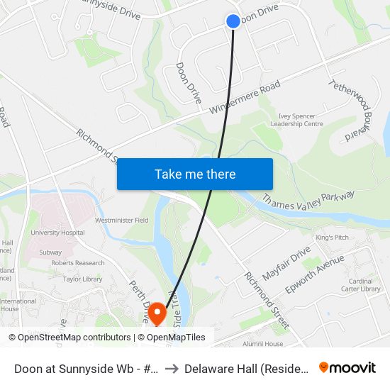 Doon at Sunnyside Wb - #525 to Delaware Hall (Residence) map