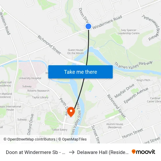 Doon at Windermere Sb - #527 to Delaware Hall (Residence) map