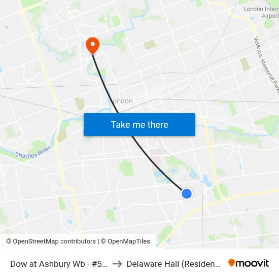 Dow at Ashbury Wb - #529 to Delaware Hall (Residence) map