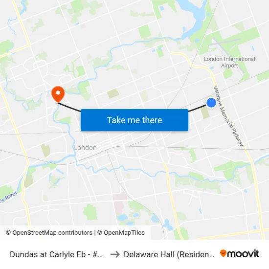 Dundas at Carlyle Eb - #547 to Delaware Hall (Residence) map