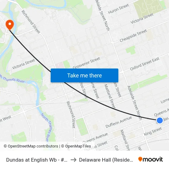 Dundas at English Wb - #565 to Delaware Hall (Residence) map