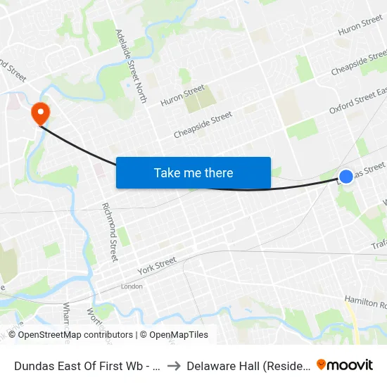 Dundas East Of First Wb - #567 to Delaware Hall (Residence) map