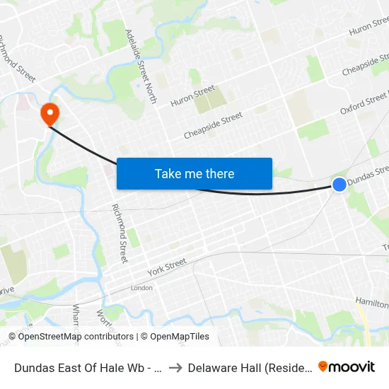 Dundas East Of Hale Wb - #572 to Delaware Hall (Residence) map